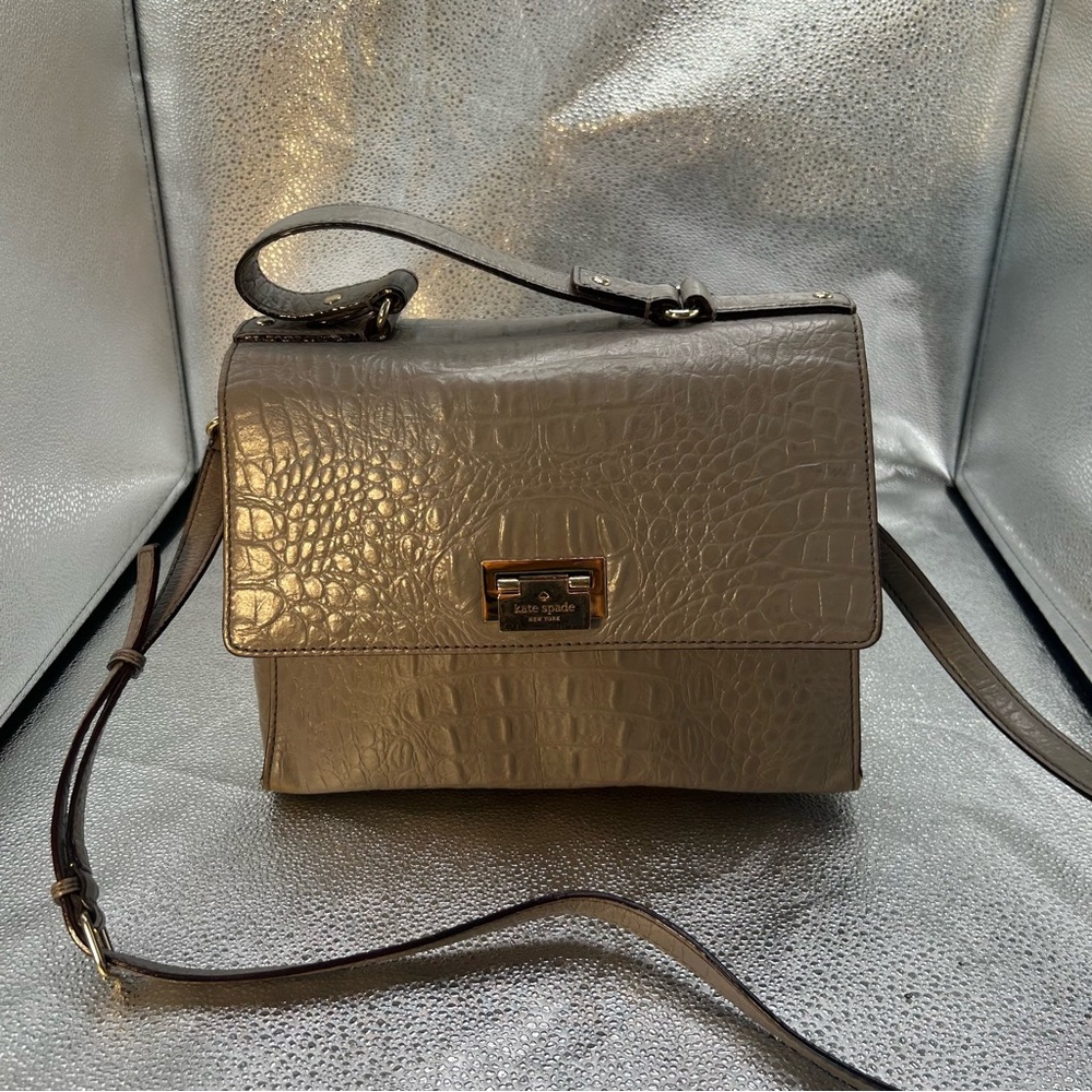 kate spade Brown Croc-Embossed Orchard Valley Doris satchel
